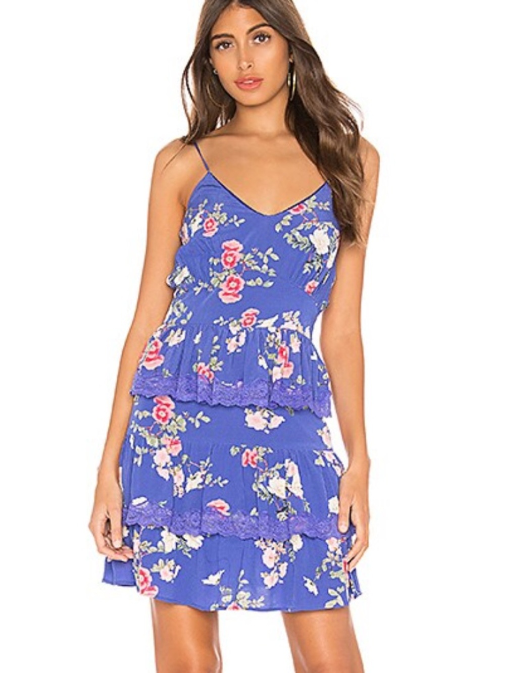 NEW Lovers And Friends Teresa Mini Dress Feeling Blue Floral Womens Small